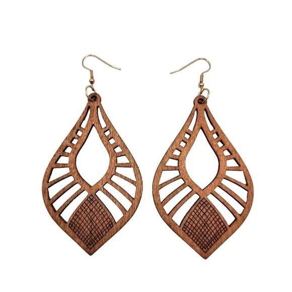 Boheme Jewelry - Wood Earrings Brown Teardrop